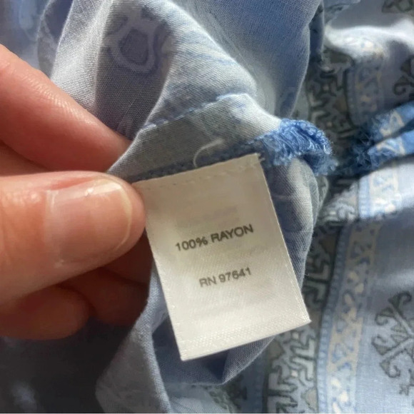 J.Jill Blue Tank Tunic Blouse Size Small Boho Blue Floral Sleeveless - Picture 7 of 7